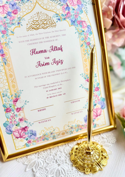 Bespoke Luxury Nikkah Certificate | Aaliyah