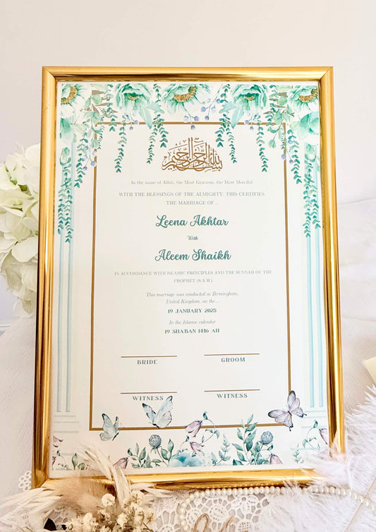 Bespoke Luxury Nikkah Certificate | Amaya